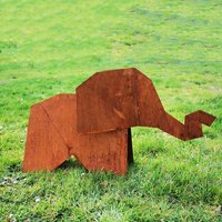 Origami Elefanten Figur aus rostigen Metall fÂ¸r drauï¬‚en - Elefant Ino / 100x180cm (HxB) von Gartentraum.de