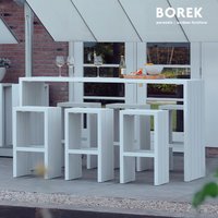 Outdoor Bartisch mit Hockern für Garten & Terrasse - Borek - modern - Aluminium - Samos Gartenbar / Weiß von Gartentraum.de