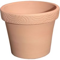 Outdoor Blumenkübel aus Steinzeug mit Verzierung - Terrakotta - Winterfest - Rund - Inka Nubes Terra hell / 51x55cm (HxDm) von Gartentraum.de