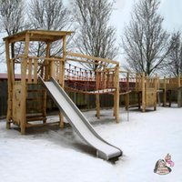 Outdoor Klettergerüst für Kinder mit Brücke und Rutschstange - Spielplatz Johanna von Gartentraum.de