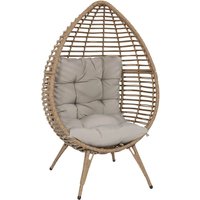 Outdoor-Korbsessel mit Polster - Gartensessel Osni / Taupe von Gartentraum.de