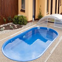 Ovaler Garten Pool - Komplettset - Glas-Verbundbecken - 300x600cm - Karavasta Peridot / Grau von Gartentraum.de
