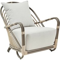 Pflegeleichter moccafarbener Outdoor Sessel aus Aluminium - Loungesessel Blenda / Black von Gartentraum.de