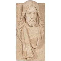 Plastisches Relief Jesu Christi als Portrait aus Steinguss - Jesus Ulga / Antikgrau von Gartentraum.de