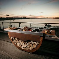 Premium Outdoor Küche mit Rädern aus Stahl und Holz von Masuria - Narie Küche / Rost / nein von Gartentraum.de