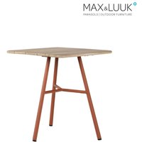 Quadratischer Gartentisch mit Aluminiumrahmen und Teakholzplatte - Max & Luuk - Arda Esstisch / Grau von Gartentraum.de