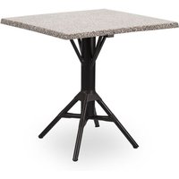 Quadratischer Outdoor Bistrotisch aus Aluminium mit Tischplatte in Granit Optik - Kaffeetisch Nordin / Schwarz von Gartentraum.de