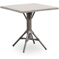 Quadratischer Outdoor Bistrotisch aus Aluminium mit Tischplatte in Granit Optik - Kaffeetisch Nordin / Taupe von Gartentraum.de