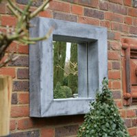 Quadratisches Fenster aus Stahl für Gartenmauern - Mirrare Finto / 80x80x20cm (HxBxT) / Stahl galvanisiert von Gartentraum.de