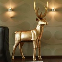 Rentier Figur aus Polystone - Indoor - Gold - Prancer von Gartentraum.de