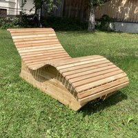 Robuste Massivholz Sonnenliege als Einzelliege oder Doppelliege - Lettino Solido / 140cm / Lärchenholz von Gartentraum.de