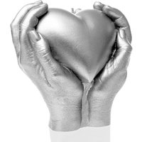 Romantische Kerze - Herz in den Händen haltend - vegan - Hearth in Hands / Silber glänzend Romantische Kerze - Herz in den Händen haltend - vegan - Hearth in Hands / Silber glänzend von Gartentraum.de