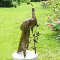 Rost Kunst für den Garten - Vogelskulptur Pfau - Paon / Stahl - Rost von Gartentraum.de