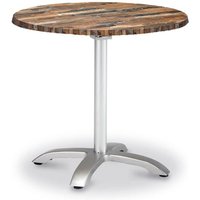 Runder 90cm Tisch klappbar mit Silber Gestell - Tisch Silber Ligu / mit Holzoptik von Gartentraum.de