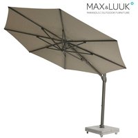 Runder Ampelschirm - 350cm - Aluminium - Kurbelsystem - Max&Luuk - Vince Ampelschirm / Taupe von Gartentraum.de