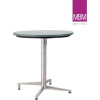 Runder Bistrotisch aus Edelstahl und Resysta von MBM - Bistro-Tischgestell Victory / Tischplatte Stone Grey von Gartentraum.de