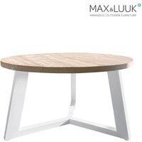 Runder Gartentisch aus Aluminium mit Teakholz Platte - Max & Luuk - Dylan Tisch / Grau von Gartentraum.de