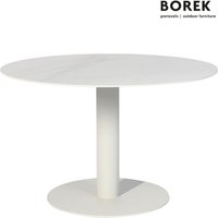 Runder Gartentisch aus Edelstahl mit Tischplatte aus Dekton - Borek - Peniche Gartentisch / Weiß / Tischplatte Rem von Gartentraum.de