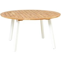 Runder Gartentisch aus Teakholz & Aluminium weiß - modern - Darcey M Gartentisch / 145cm von Gartentraum.de