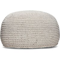 Runder Outdoor Pouf aus recyceltem PET  - wetterfest - Poff / Beige von Gartentraum.de