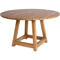 Runder Teak Holztisch für den Garten mit Schirmloch - Holztisch Elvina / 120cm von Gartentraum.de