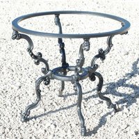 Rundes Tischgestell aus Gusseisen im romantischen Design für den Garten - Asdis / Anthrazit / 3 Tischbeine / breite Mitte von Gartentraum.de