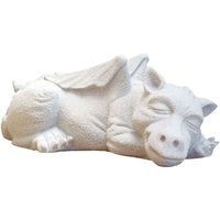 Schlafende Drachenfigur aus Steinguss zur Gartendekoration - Fuchur / Sand von Gartentraum.de
