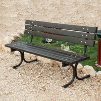 Schlichte Sitzbank aus Metall und Holz ohne Armlehne für Stadt und Garten - Even von Gartentraum.de