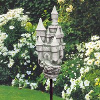 Romantischer Gartenstecker mit kleiner Deko Ritterburg - Rosenschloss / Antikgrau von Gartentraum.de