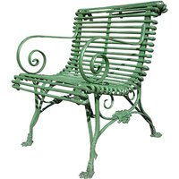 Schmiedeeisen Garten Stuhl mit Armlehne antik - Coralie / grün von Gartentraum.de