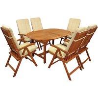 Schöne 6er Sitzgarnitur aus Holz mit Stuhlauflagen und Ausziehtisch - Acerosae 6-Sitzer Auflagen / Sand von Gartentraum.de