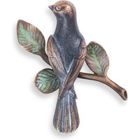 Schöne Wand Vogel Dekofigur - vollplastisch - Vogel auf Ast links / Bronze Sonderpatina von Gartentraum.de