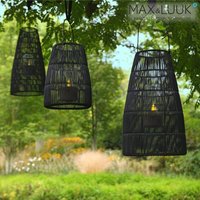 Schwarze Gartenlichter zum Hängen oder Aufstellen - 3er Laternen Set von Max & Luuk - Mace Laternen Schwarze Gartenlichter zum Hängen oder Aufstellen - 3er Laternen Set von Max & Luuk - Mace Laternen von Gartentraum.de