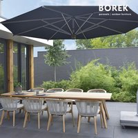 Schwarzer Borek Sonnenschirm aus Aluminium mit Kurbelsystem - Capri Sonnenschirm Graphite / 300x400cm (BxT) von Gartentraum.de