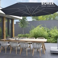 Schwarzer Borek Sonnenschirm aus Aluminium mit Kurbelsystem - Capri Sonnenschirm Graphite / 350x350cm (BxT) von Gartentraum.de