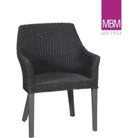 Schwarzer Gartenstuhl von MBM - Resysta & Kunststoffgeflecht - Sessel Tortuga / mit Sitzkissen Sahara von Gartentraum.de