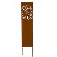 Sichtschutz oder Raumteiler aus Metall in Rostoptik mit gestanzten Kreisen - Circoli / 140x35cm (HxB) von Gartentraum.de