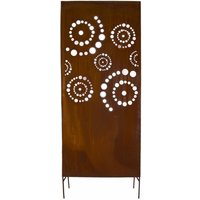 Sichtschutz oder Raumteiler aus Metall in Rostoptik mit gestanzten Kreisen - Circoli / 175x77cm (HxB) von Gartentraum.de