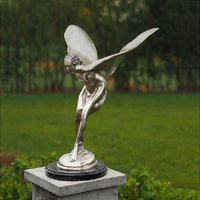 Silberne Frau Bronze Figur mit Schwingen - Pegana von Gartentraum.de