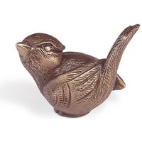 Singvogel Bronzefigur - kleine Gartendeko - Vogel Rick / Bronze Patina Asche von Gartentraum.de