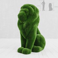 Sitzende Löwenskulptur - Topiary - GFK & Kunstrasen - Ahadi / 130x90x65cm von Gartentraum.de