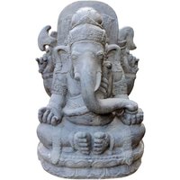 Sitzender Ganesha Gartendeko-Skulptur aus Steinguss - Sedenos von Gartentraum.de