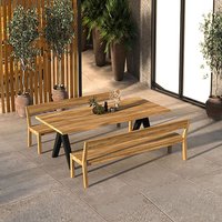 Sitzgruppe mit einzigartigem Teakholz Gartentisch und Bänken - Brianna Sitzgruppe von Gartentraum.de