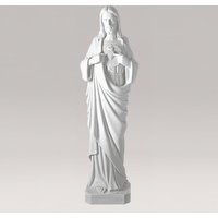 Sohn Gottes Gartenfigur mit Herz aus Marmorguss - Heiligstes Herz Jesu / 82,5x28x19cm (HxBxT) von Gartentraum.de