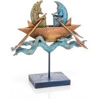 Sonne und Mond im Boot als limitierte Bronzeskulptur - The sun and moon go boating von Gartentraum.de