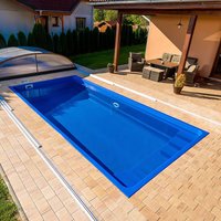 Stabiles Schwimmbecken - Garten Glasverbund-Pool - Komplettset - 300x600cm - eckig - mit Treppe - Namibia Pearl / Hellblau von Gartentraum.de