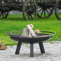 Stahl Feuerschale - stabil - mit umlaufendem Ring als Tragegriff - Yros Feuerschale / 100cm / ohne Abdeckung von Gartentraum.de