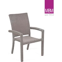 Stapelbarer Gartenstuhl mit Armlehnen - MBM - Alu & Geflecht - Sessel Bellini / mit Sitzkissen Granit von Gartentraum.de