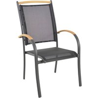 Stapelbarer Stuhl mit Teakholz in Anthrazit - Stuhl Minzo von Gartentraum.de