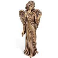 Stehende Bronze/Aluminium Engelmädchen Figur - Angelo Bernadette / 30x13x13cm (HxBxT) / Bronze hellbraun von Gartentraum.de